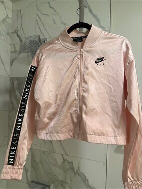 Nike Air Women's Light Pink Cropped Bomber Jacket - with stain